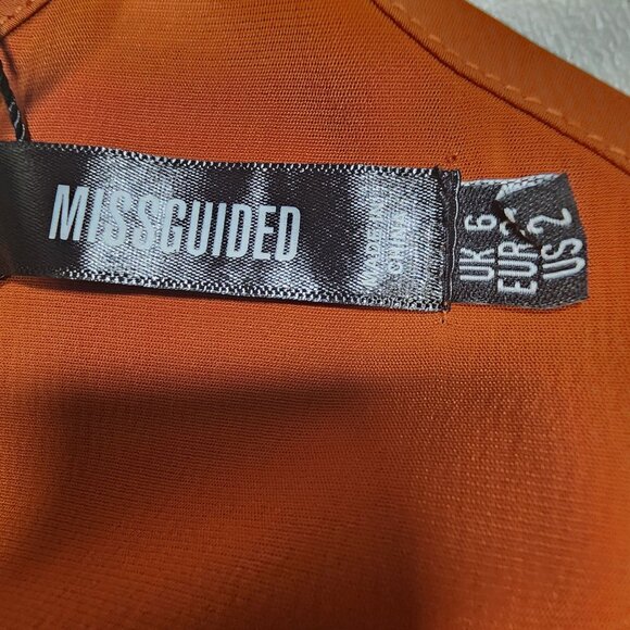 Missguided Rust Asymmetrical Strap Drape Satin Midi Dress Size 2 NWT - Picture 16 of 16